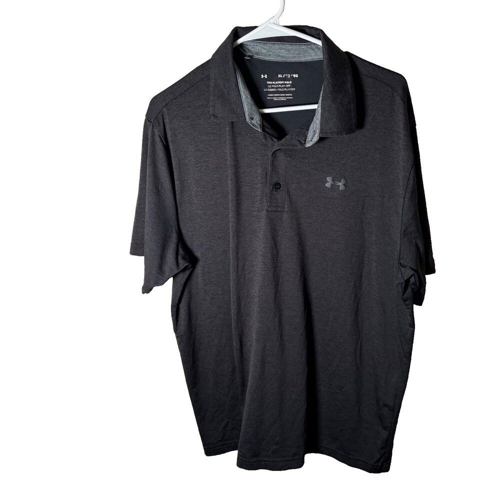 The Playoff Polo Under Armour Men's XL Gray Black Short Sleeve Athletic